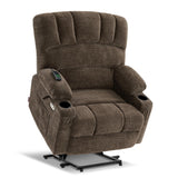 MCombo Large Power Lift Recliner Chair Sofa with Massage and Heat for Big Elderly People, USB Ports, Side Pockets, Fabric R7092 
