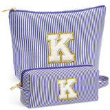 Fohufo Travel Toiletry Bag Set for Women - Travel Essentials, Initial Travel Makeup Bag Organizer Small Cosmetic Bag for Purse B