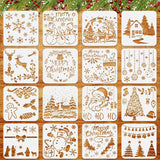 16 Pcs Christmas Stencils for Painting 5x5 Inches-Reusable Christmas Stencils for Painting on Christmas Cards or Ornaments DIY P