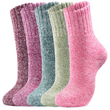 Nimalpal 5 Pairs Crew Socks Wool Boot For Women Super Soft Hiking Thick Knit Cabin Cozy Warm Long, 5 Pairs Pink(610), 610