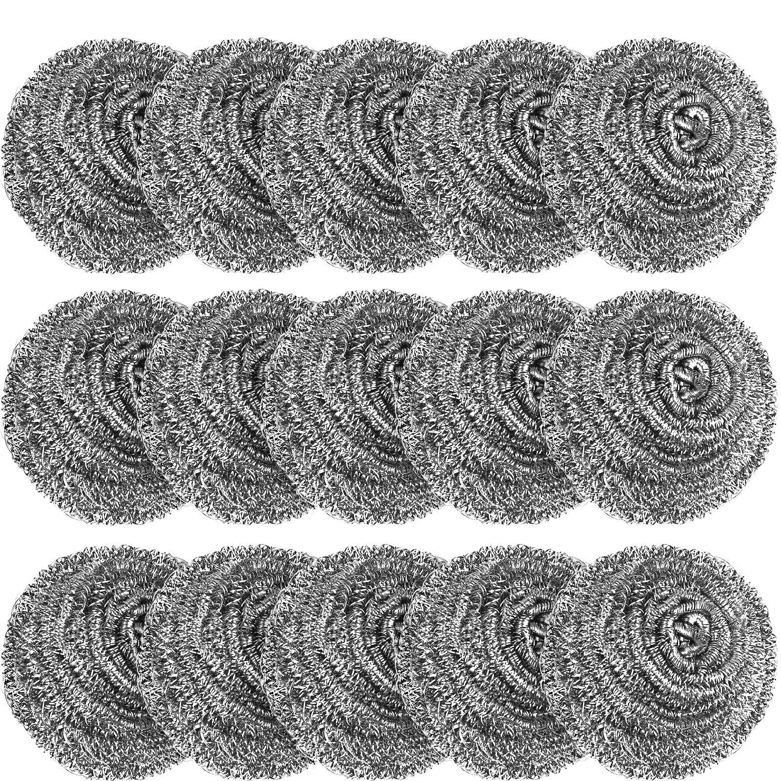 15 Pack Steel Wool Scrubber, Metal Kitchen Scrubbing Sponges, Dishwashing Scouring Pads Heavy Duty, Premium Stainless Steel Scru