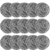 15 Pack Steel Wool Scrubber, Metal Kitchen Scrubbing Sponges, Dishwashing Scouring Pads Heavy Duty, Premium Stainless Steel Scru