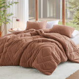 Comfort Spaces King Comforter Set Reversible Feather-Soft Plush Comforters for King Size Bed, All Season Diamond Quilted Microfi