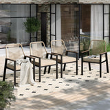 HERA 'S HOUSE Outdoor Chairs Set of 4, 36.6 Rattan Dining Chairs with Heavy-Duty Wrought Iron Metal Frame, All-Weather Patio Ch