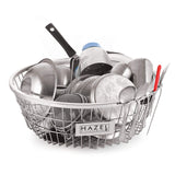 HAZEL Round Stainless Steel Dish Drainer Basket for Kitchen | RustProof Medium Utensil Drying Rack | 51.5 cm Diameter