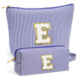 Fohufo Initial Makeup Bag Set - Cute Blue Stuff for Women, Makeup Pouch Cosmetic Bag Small Makeup Bag for Purse, Travel Essentia