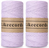 Likeecords 100% Cotton Crochet Bag Cord 2mm 170m Macrame Cord 2mm Crochet Thread Macrame Rope Gift for Knitter (Purple)