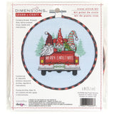 Dimensions Red Truck and Holiday Gnomes Christmas Counted Cross Stitch Kit, 6 D, 14 Cnt. Light Blue Aida 6 Piece