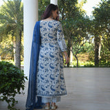 Gosriki Women'S Cotton Blend Straight Printed Kurta With Pant & Dupatta (Please-Blue_S-Go_Blue_Small),Blue,,B0B8DYFYZR