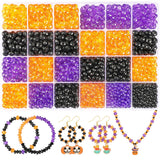 DECYOOL Halloween Acrylic Crystal Beads - 1560 Pcs Loose Spacers for Bracelet Jewelry Making - 4mm, 6mm, 8mm (Orange, Purple, Bl