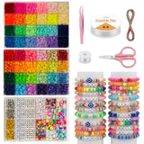 Alhaaan Jewelry Making Bead Kit, 6000 PCS Polymer Clay & Pony Beads, 24 Colors, 4 Letter Bead Styles, More Charms, Organizer Box