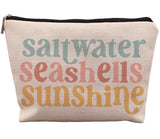 uinwk Beach Makeup Bag,Sunscreen Summer Travel Makeup Pouch,Saltwater Seashells Sunshine Travel Cosmetic Zipper Bags for Women,B
