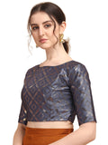 Oomph! Jacquard Grey Readymade Blouse For Women - Rbbl141Xl
