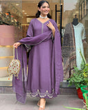Gosriki Women'S Rayon Viscose Anarkali Embroidered Kurta With Pant & Dupatta (Ranibai Purple-Gs_M_Purple_Medium),Purple,,B0DTK8LBP6