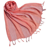 Women And Girls Fancy Viscose Zari Striped Scarf, Stoles (Peach)