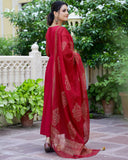 Gosriki Women'S Cotton Blend Solid Anarkali Kurta With Pant & Dupatta (Magic-Red-Gs_5Xl_Red_Xxxxx-Large),Red,5,B0CJJYB18S