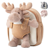 Moonkie Hug & Go Reindeer Toddler Backpack - Soft Plush Bag with Take-Along Toy for Kids Aged 2-4 | Ideal for Daycare | Travel &