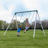 Backyard Discovery Big Brutus Galvanized Steel Swing Set Kit with Classic A-Frame, Two Belt Swings, One Trapeze Bar, Easy Assemb