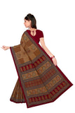 Tamaira Fashion Womens Pure Cotton Saree Without Blouse Piece (1445_Brown)
