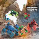 Zing Klikbot Megabots - Pack of Three - Green, Blue and Red - Toy Figures with Unique Accessories - for Kids 8 Plus