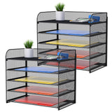 Vanulee 2 Pack Legal/A4/Letter Size Desk Paper Organizer Desktop File Organizer Document Sorter, 5 Tier Mesh Letter Tray File Fo
