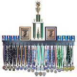 4Ft- Medal Awards Rack Premier Medal Hanger Display Rack And Trophy Shelf For Gymnastics, Soccer, Basketball, Football, And More. The Largest Medal And Award Display- 48 -Like New