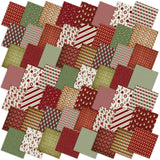Oudain 60 Pcs 10 x 10 Inch Christmas Vintage Stripe Quilting Fabric Squares Vintage Xmas Fat Patchwork Precut Strips Santa Deer 