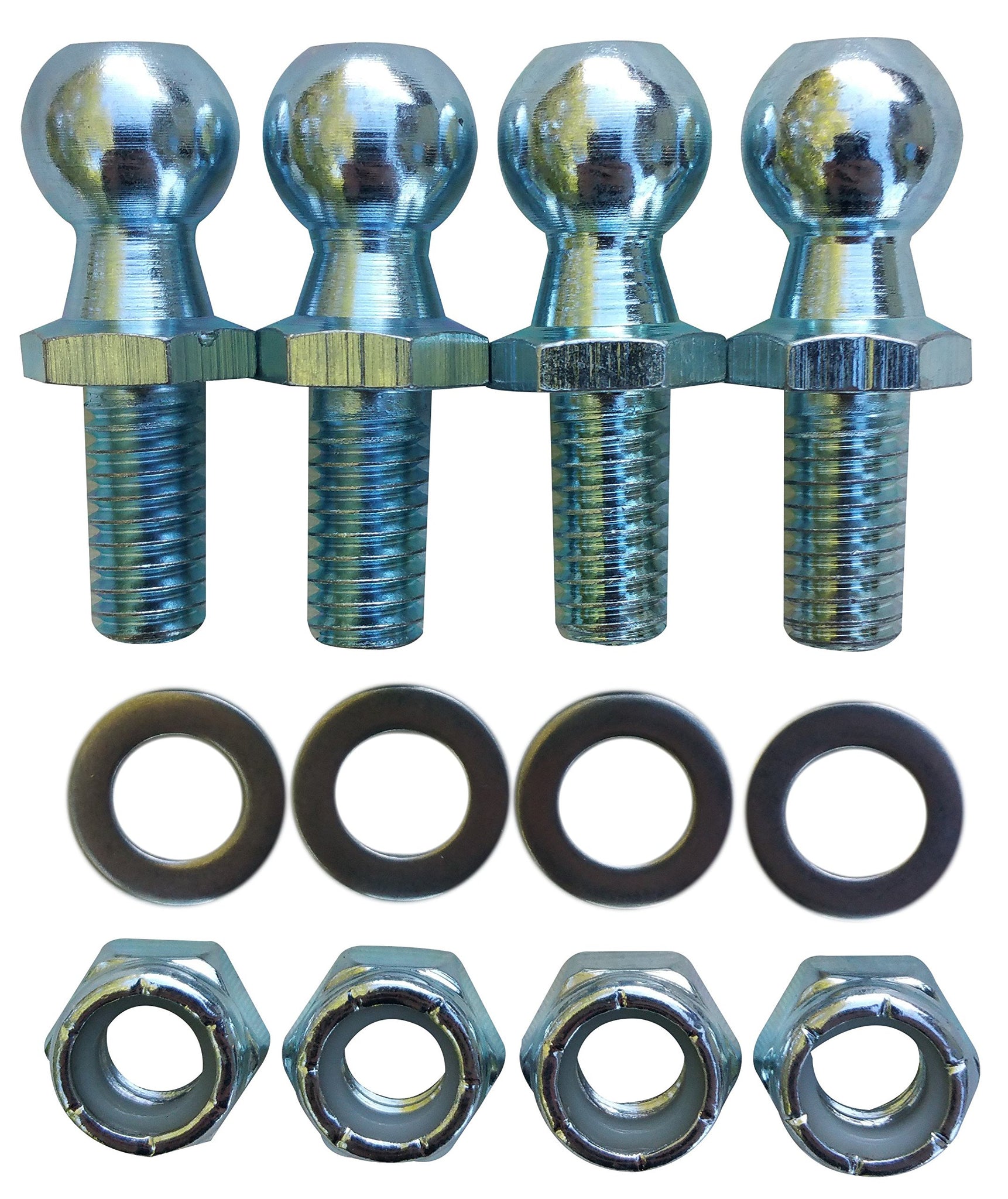 (4 Pack) 13mm Ball Studs with Hardware - 516-18 Thread x 58 Long Shank - gas Lift Support Strut Fitting