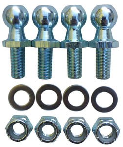 (4 Pack) 13mm Ball Studs with Hardware - 516-18 Thread x 58 Long Shank - gas Lift Support Strut Fitting