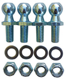 (4 Pack) 13mm Ball Studs with Hardware - 516-18 Thread x 58 Long Shank - gas Lift Support Strut Fitting