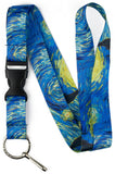Limeloot Van Gogh Starry Night Premium Lanyard with Release Buckle and Flat Ring.