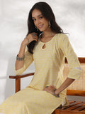 Libas Women'S Cotton Printed Straight Kurta (37248_Yellow Yellow 2Xl