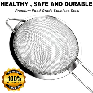 Anaeat Fine Mesh Strainers - Premium Stainless Steel Colander Sieve Sifters, with Durable Mesh and Sturdy Handle, Excellent for