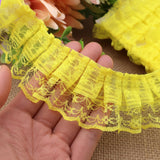 Yellow Lace Ruffle Trim for Crafts 1-5/8x5yd 2-Layer Pleated Edge Lace Ribbon