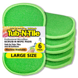 TubNTile by TuffScrub, Large, 6Pack, Microfiber, ScrubNWipe Pad, MultiSurface, NonScratch, DualSided, Scrubber for Tubs