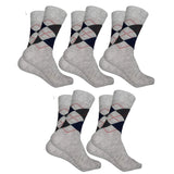 Cotson MenS Diamond Cut Organic Cotton Crew Length Socks (Silver, Pack Of 5)
