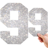 Weekgrat 8 Inch 2 Pcs Large Rhinestone Number Patches Self Adhesive Iron on Bling Number Stickers Glitter Number Patches Decals 