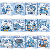 TecUnite 12 Pieces Winter Snowman Diamond Painting Greeting Card Diamond Art Cards Gnome DIY Crafts Kit Painting Owl Cards Kits 