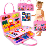 Cable World Montessori Busy Board for Toddlers 25 Years, 25+ Learning Activities, Sensory Travel Toy, Quiet Book with Alphabet,