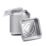 (35 Pack) 8x 8Square Baking Cake Pans with Plastic Dome Lids | Heavy Duty l Disposable Aluminum Foil Tins l Portable Foo