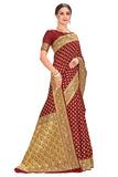 Glory Sarees Womens Jacquard Silk Blend Saree (Kara128_Maroon