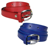 Queery WomenS Pu Leather Belt (Red, Blue)