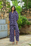 Leriya Fashion Women Printed Party Regular Fit Ethnic Wear Co-Ord Kurta Set For Women (Lf-W2108&Tr1063-L-Purple)