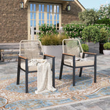 HERA 'S HOUSE Outdoor Chairs Set of 2, 36.6 Rattan Dining Chairs with Heavy-Duty Wrought Iron Metal Frame, All-Weather Patio Ch