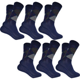 Kaneekshi MenS Diamond Cut Organic Cotton Crew Length Socks (Navy, Pack Of 6 Pairs)