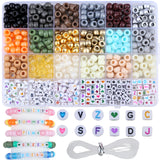 XIANNVXI 24Colours Grey Pony Beads for Bracelet 720pcs Letter Kandi Letter Friendship Grey Brown Pony Beaded for Jewelry Bracele