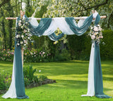 WARM HOME DESIGNS Wedding Arch Draping Fabric Bundle Has 2 144 Inch (12 Feet) Scarves in Dusty Blue & White Fabric for Wedding D