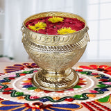 Pure Source India Brass Handmade Designer Planter, Plant Container (Size: Dia 10 X Height 11 Inches)