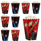 24Pcs Spider Theme Popcorn Boxes Hero Action Sign Snack Treat Box Cookie Box Popcorn Containers for Superhero Theme Party Suppli