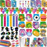 BenLouis 120Pcs Kids Party Favors Sets Stampers Pencils Stickers School Stationery Bulk for Kids 4-8-12 Classroom Birthday Cand